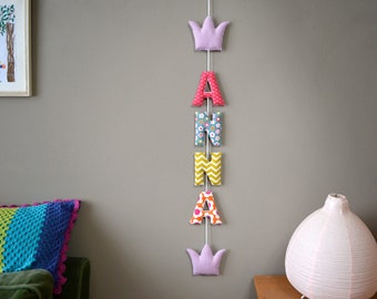 Name garland / Name chain with fabric letters + 2 crowns