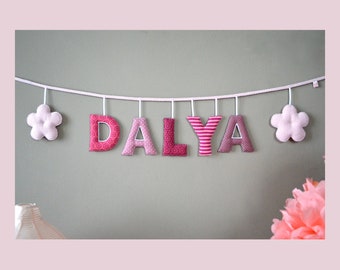 Name garland with flowers