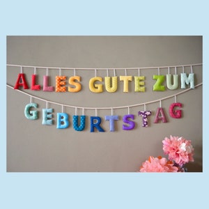 Joyeux anniversaire - guirlande de lettres en tissu, décoration murale pour l&#39;anniversaire, arc-en-ciel