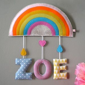 Name tag &quot;Rainbow&quot; - felt and fabric letters