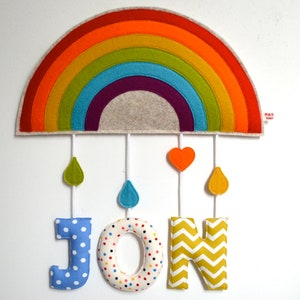 Naamplaat "Rainbow" - vilt en stof letters