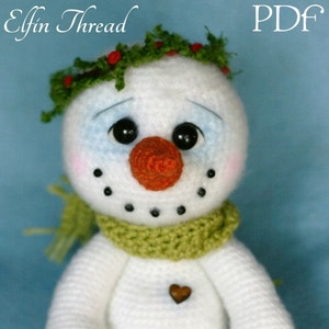 Elfin Thread Chubby snowman Amigurumi PDF Pattern Crochet Snowman pattern image 1