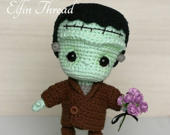 Elfin Thread- Frankenstein Chibi Doll Amigurumi PDF Pattern (Crochet Halloween doll/decor)