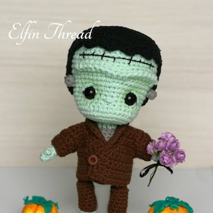 Elfin Thread- Frankenstein Chibi Doll Amigurumi PDF Pattern (Crochet Halloween doll/decor)
