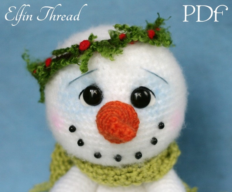 Elfin Thread Chubby snowman Amigurumi PDF Pattern Crochet Snowman pattern image 5