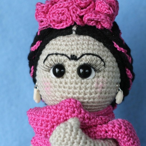 Elfin Thread - Friducha in Tehuana Dress Amigurumi Doll PDF Pattern (Crochet Typical Mexican Doll)