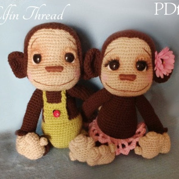 Elfin Thread- Naimba und Namboro, die Baby Affen Amigurumi PDF Pattern (Häkelanleitung)