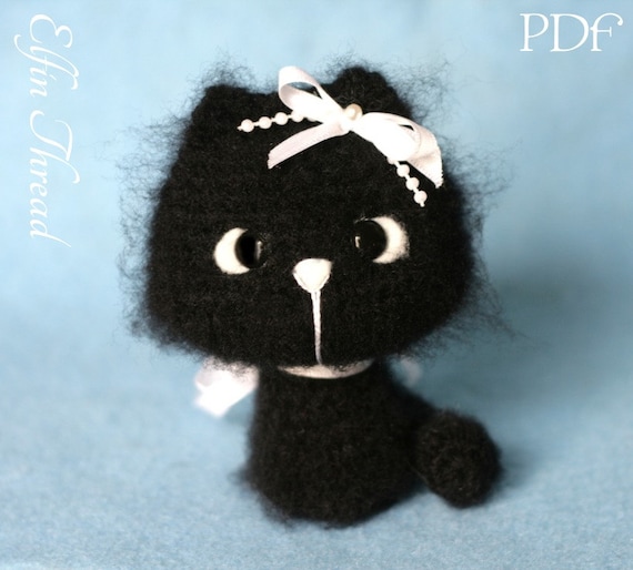 Elfin Thread - Fuzzy Mini Kitty Amigurumi PDF Pattern (Cat crochet PDF pattern)