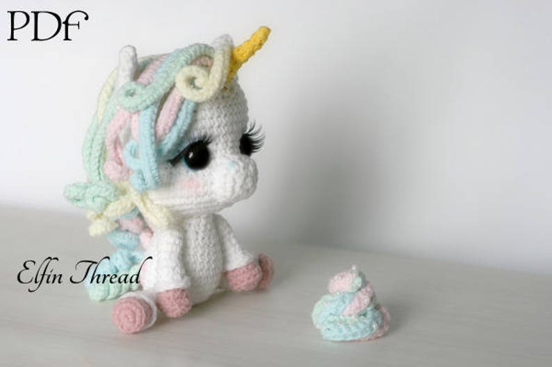 Elfin Thread Lily Rainbow Cheeks the Chibi Unicorn Amigurumi PDF Pattern Crochet Unicorn Pattern image 7