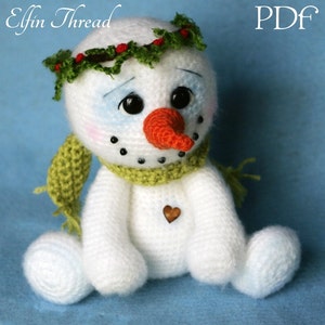 Elfin Thread Chubby snowman Amigurumi PDF Pattern Crochet Snowman pattern image 2
