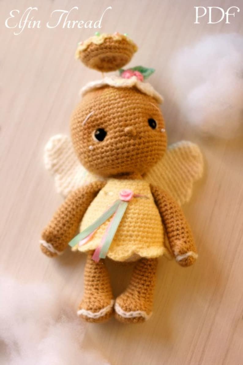 Elfin Thread Vintage Gingerbread Angel Cookie Amigurumi PDF pattern Gingerbread Crochet PDF Pattern image 1