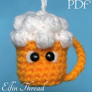 Elfin Thread - Baby Beer Amigurumi Keychain / Keyring PDF Pattern (Miniature mug- beer Jar Kyring pattern)