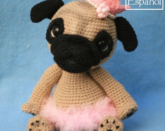 Elfin Thread - Queency, la Cachorrita Pug Patrón de Amigurumi en PDf (Patrón de Perro Pug en Crochet)