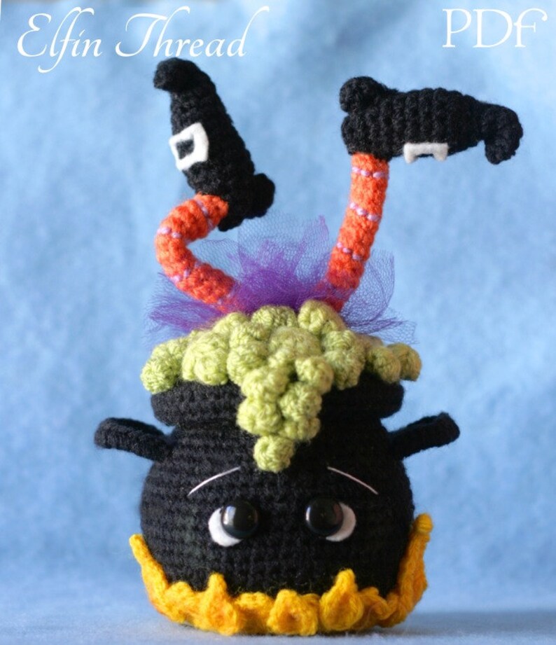 Elfin Thread halloween Witch Cauldron Amigurumi PDF Pattern | Etsy