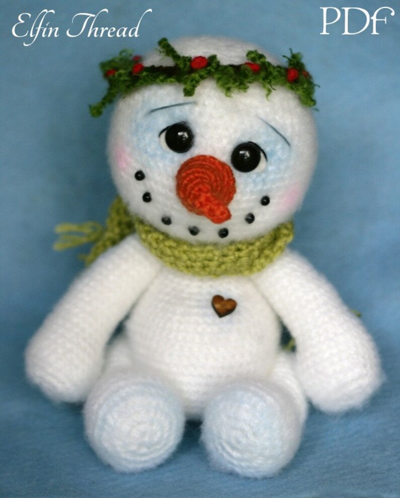 Elfin Thread Chubby snowman Amigurumi PDF Pattern Crochet Snowman pattern image 4