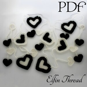 Elfin Thread - Heart Garland PDF Valentines Crochet Pattern (Crochet heart pattern)