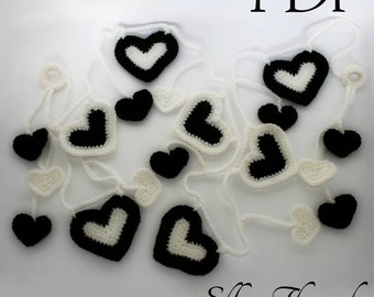 Elfin Thread - Heart Garland PDF Valentines Crochet Pattern (Crochet heart pattern)