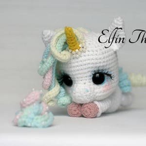 Elfin Thread Lily Rainbow Cheeks the Chibi Unicorn Amigurumi PDF Pattern Crochet Unicorn Pattern image 3