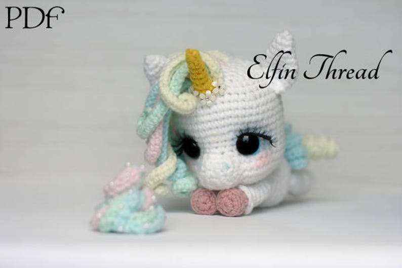 Elfin Thread Lily Rainbow Cheeks the Chibi Unicorn Amigurumi PDF Pattern Crochet Unicorn Pattern image 3