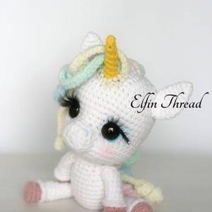 Elfin Thread Lily Rainbow Cheeks the Chibi Unicorn Amigurumi PDF Pattern Crochet Unicorn Pattern image 5