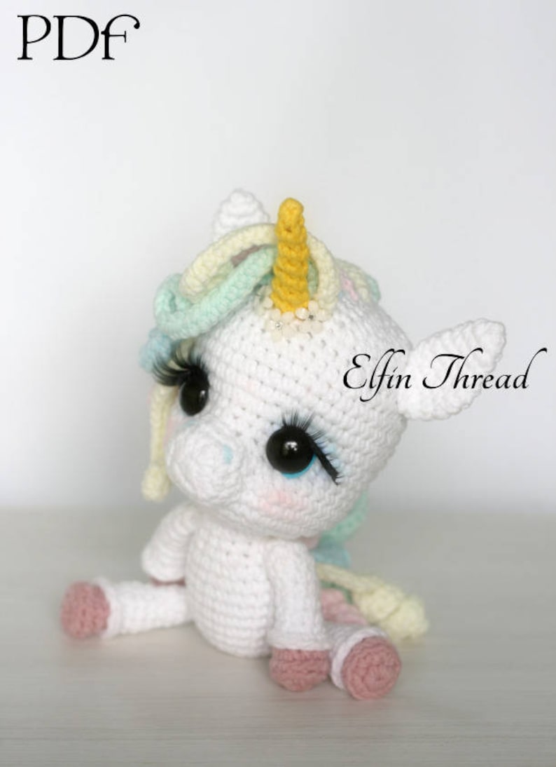 Elfin Thread Lily Rainbow Cheeks the Chibi Unicorn Amigurumi PDF Pattern Crochet Unicorn Pattern image 5