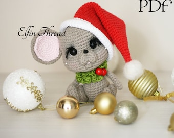 Elfin Thread- Marichi, the Chibi Christmas Mouse Amigurumi Pattern PDF (Corchet Mouse instructions)