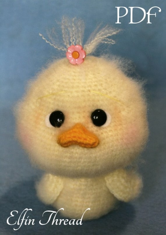 Elfin Thread- Fuzzy Duck Amigurumi PFD Pattern (Fuzzy Crochet Duck)