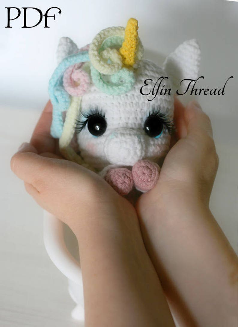 Elfin Thread Lily Rainbow Cheeks the Chibi Unicorn Amigurumi PDF Pattern Crochet Unicorn Pattern image 4