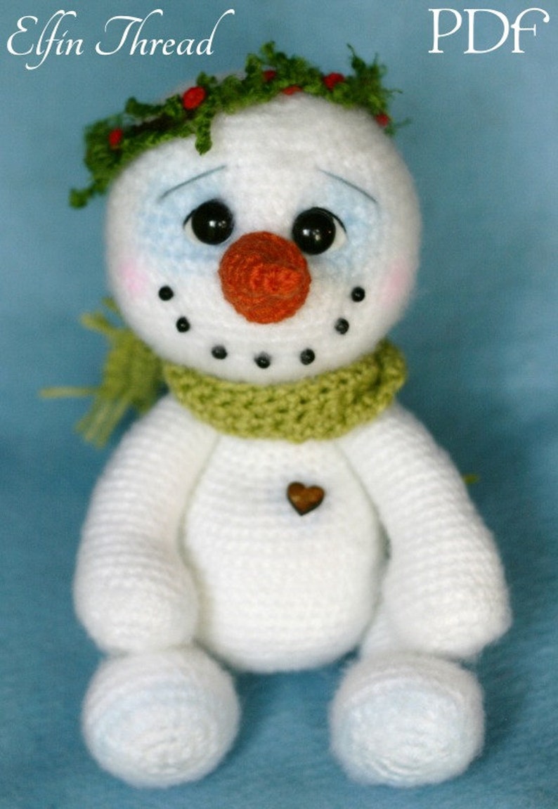 Elfin Thread Chubby snowman Amigurumi PDF Pattern Crochet Snowman pattern image 1