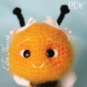 Elfin Thread MINI Fuzzy Bee Amigurumi PDF Pattern Mini fuzzy bee crochet pattern image 4