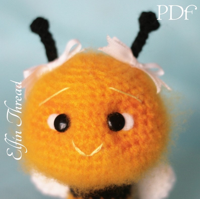 Elfin Thread MINI Fuzzy Bee Amigurumi PDF Pattern Mini fuzzy bee crochet pattern image 4