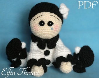 Hilo Elfin - Pierrot Amigurumi patrón PDF (muñeco patrón crochet)