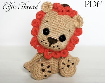 Hilo Elfin -Leander el León Chibi Amigurumi PDF Pattern (patrón de crochet de león)