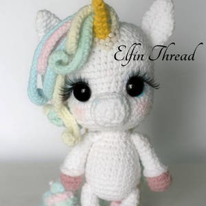 Elfin Thread Lily Rainbow Cheeks the Chibi Unicorn Amigurumi PDF Pattern Crochet Unicorn Pattern image 6