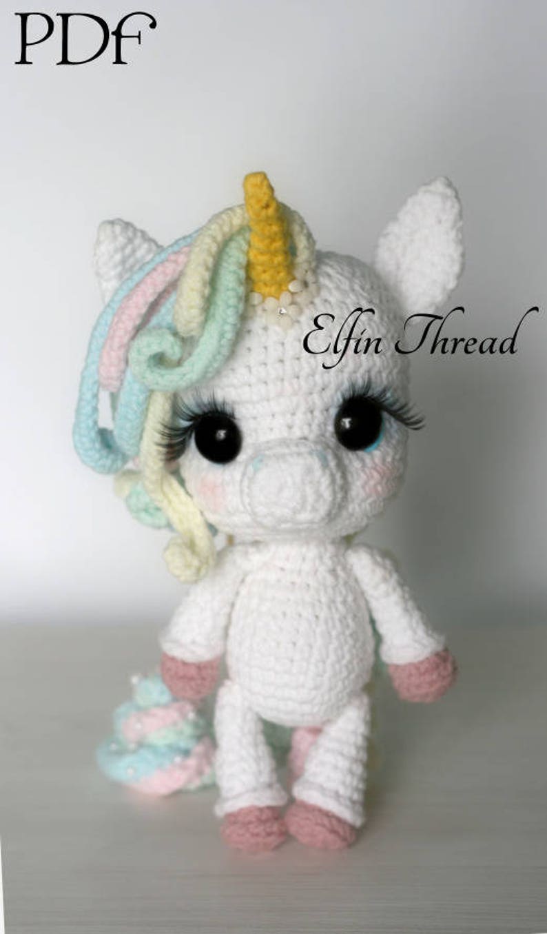 Elfin Thread Lily Rainbow Cheeks the Chibi Unicorn Amigurumi PDF Pattern Crochet Unicorn Pattern image 6
