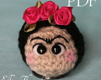 Elfin Thread - Frida Keyring PDF Pattern (Keychain Amigurumi crochet pattern)