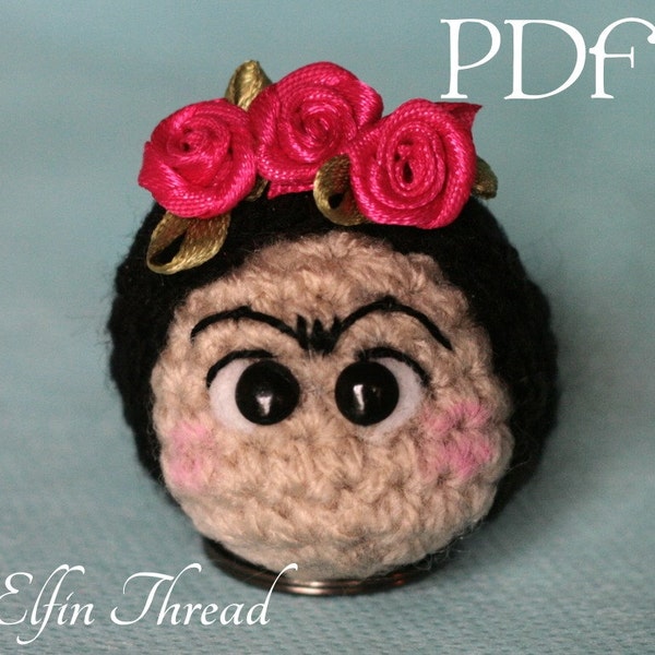 Elfin Thread - Frida Keyring PDF Pattern (Keychain Amigurumi crochet pattern)