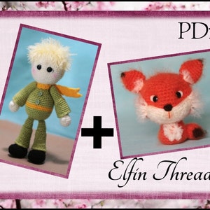 Älvtråd - Min lille prins och hans räv Set Amigurumi Mönster (Virkat PDF Mönster)