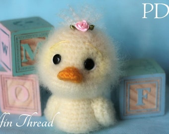 Elfin Thread - Fuzzy Mini Duck Amigurumi PDF Pattern (Duckie crochet pdf pattern)