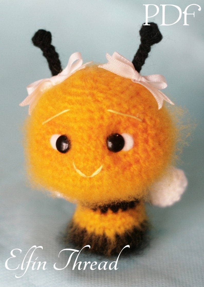 Elfin Thread MINI Fuzzy Bee Amigurumi PDF Pattern Mini fuzzy bee crochet pattern image 3