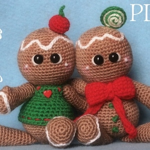 Elfin Thread - Gingerbread Cookies Dolls Amigurumi PDF Pattern (Crochet Gingerbread Man Pattern)