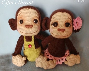Elfin Thread- Naimba y Namboro, Los Monitos Bebé PDF Patrón de amigurumi (Patrón de mono al crochet en PDF)