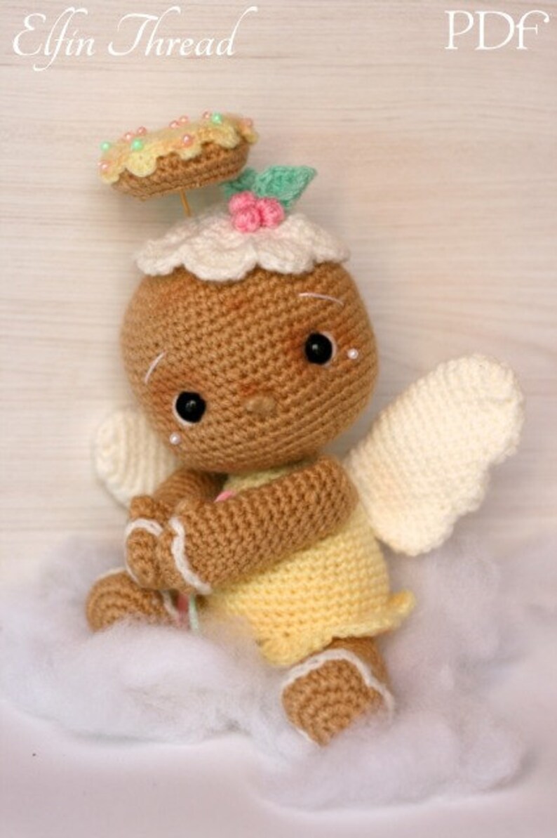 Elfin Thread Vintage Gingerbread Angel Cookie Amigurumi PDF pattern Gingerbread Crochet PDF Pattern image 2