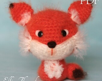 Elfin Thread - Fuzzy Mini Fox Amigurumi PDF Pattern, Fox Crochet PDF Pattern