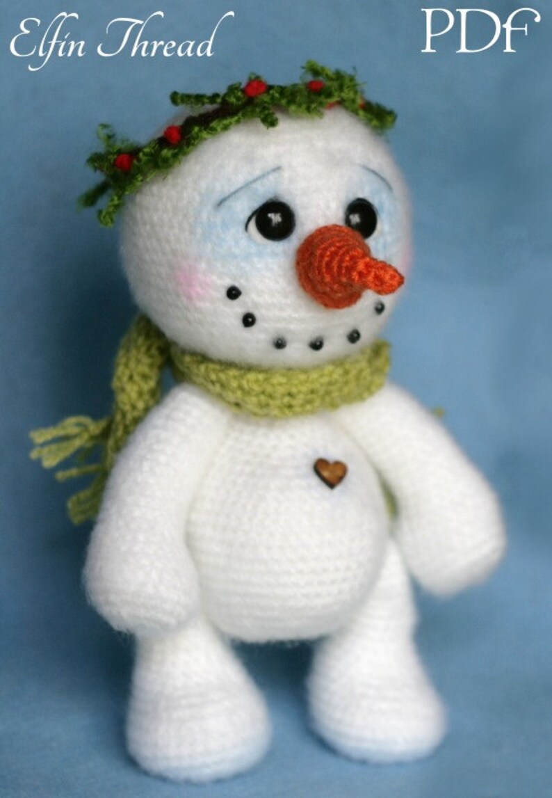 Elfin Thread Chubby snowman Amigurumi PDF Pattern Crochet Snowman pattern image 3