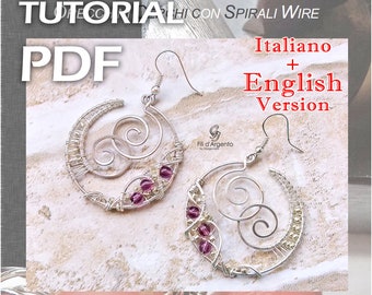 Tutorial de brincos de argola com espirais de arame - pdf - versões em italiano e inglês