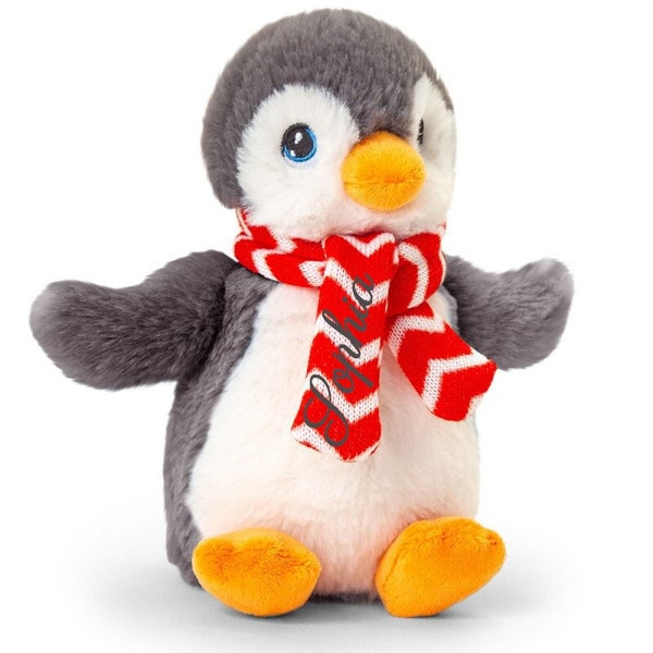 Plüsch - Pinguin mit Schal und Namen bestickt Kuscheltier personalisiert Plüschtier Kind Baby Geschenk Taufe Geburt Geburtstag  Babygeschenk