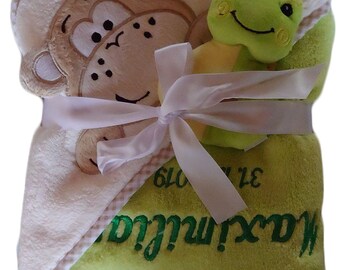Baby Kapuzenhandtuch mit Namen bestickt Kapuzentuch Badetuch Taufe Geburt