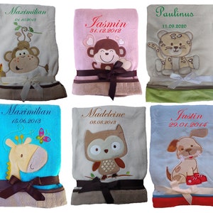 Cute baby blanket embroidered with name