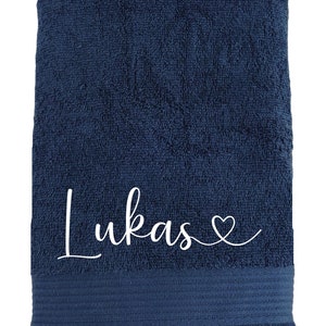 Towel with heart and name embroidered gift birthday hand towel with embroidery letters love personalized bath towel washcloth image 1